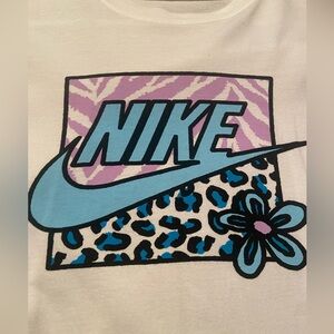 White Nike Floral Tee, Size M